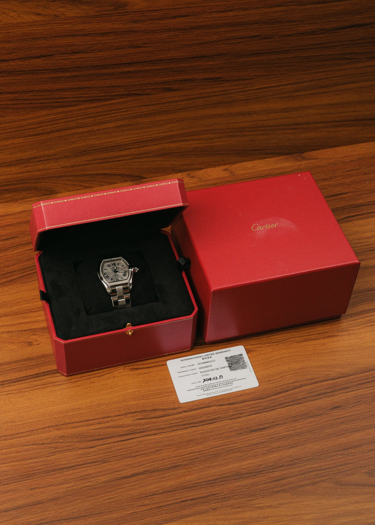2024 Cartier Roadster w/ Aftermarket Diamond Setting (Box & Papers)