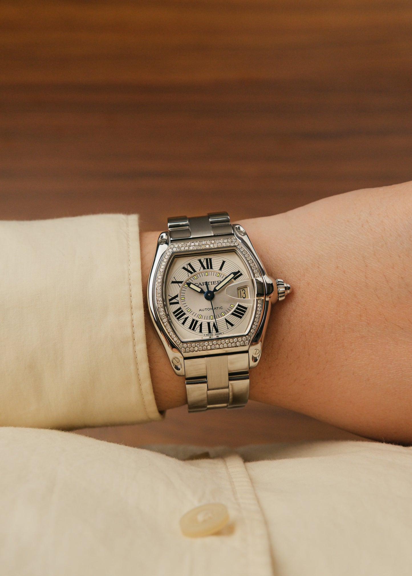 2024 Cartier Roadster w/ Aftermarket Diamond Setting (Box & Papers)