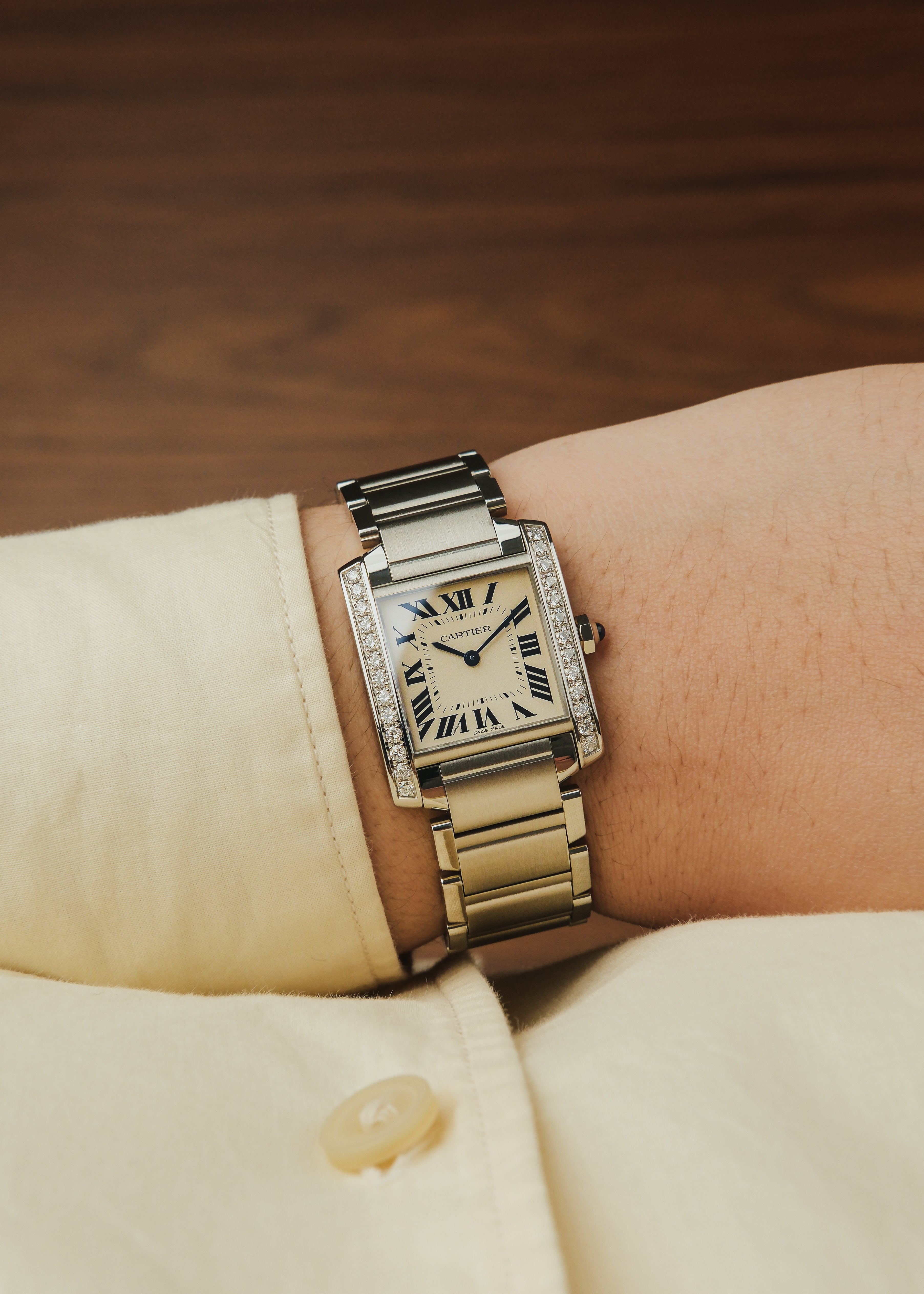 2023 Cartier Tank Francaise (Box & Papers) *Factory Diamond Setting*