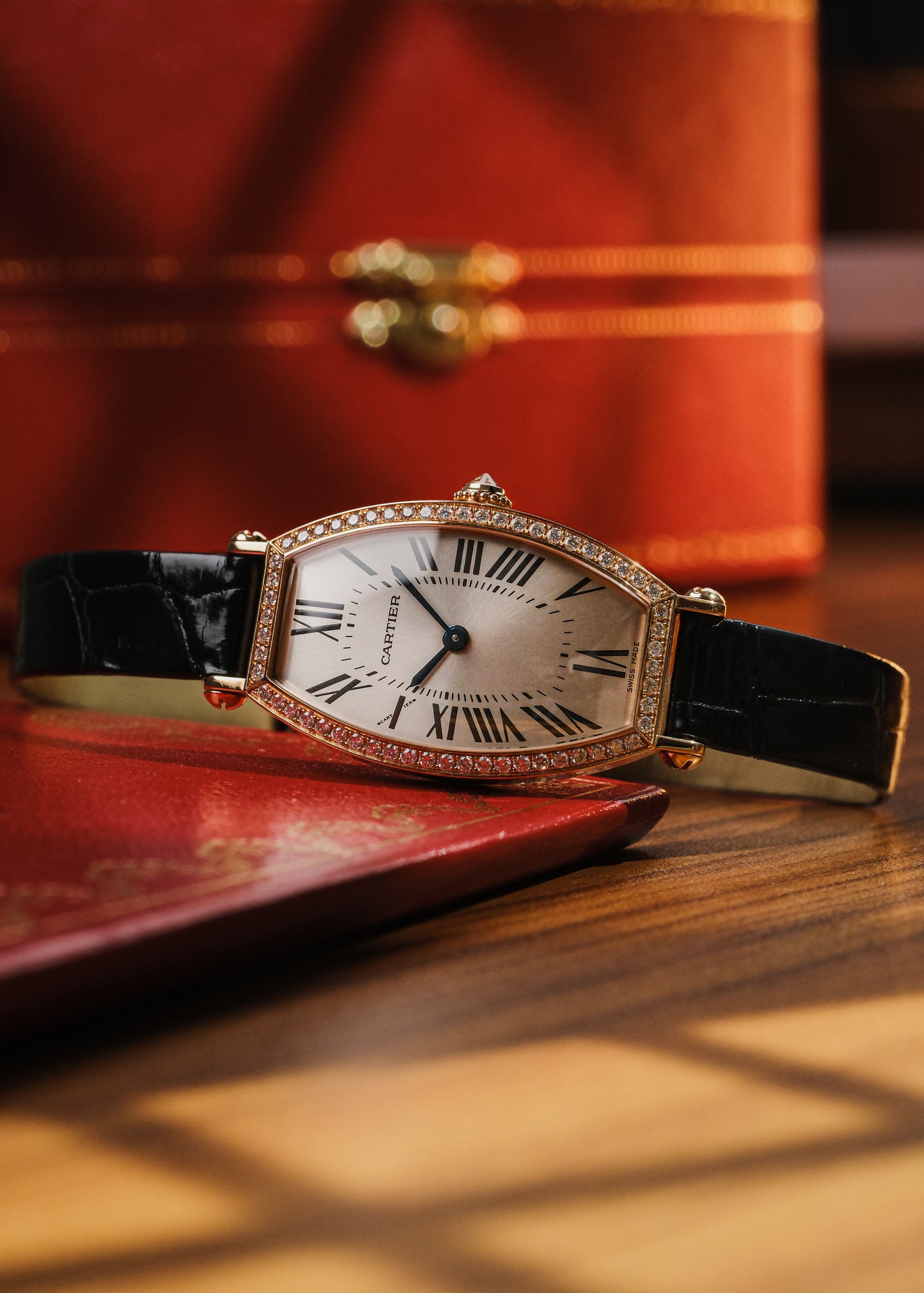 2000s Cartier Tonneau 18K Gold w/ Factory Diamonds