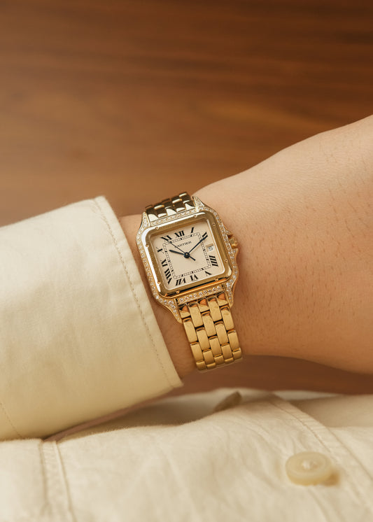 Cartier Panthere 18K Gold w/ Factory Diamond Setting (Box & Service Papers)