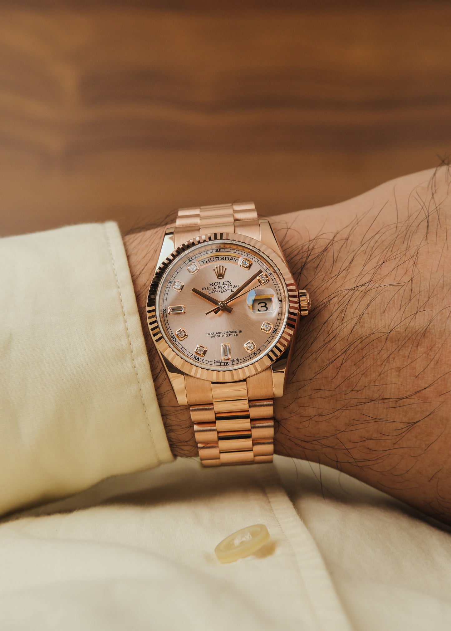 2012 Rolex Day Date Everose 18K Gold (Box & Papers)