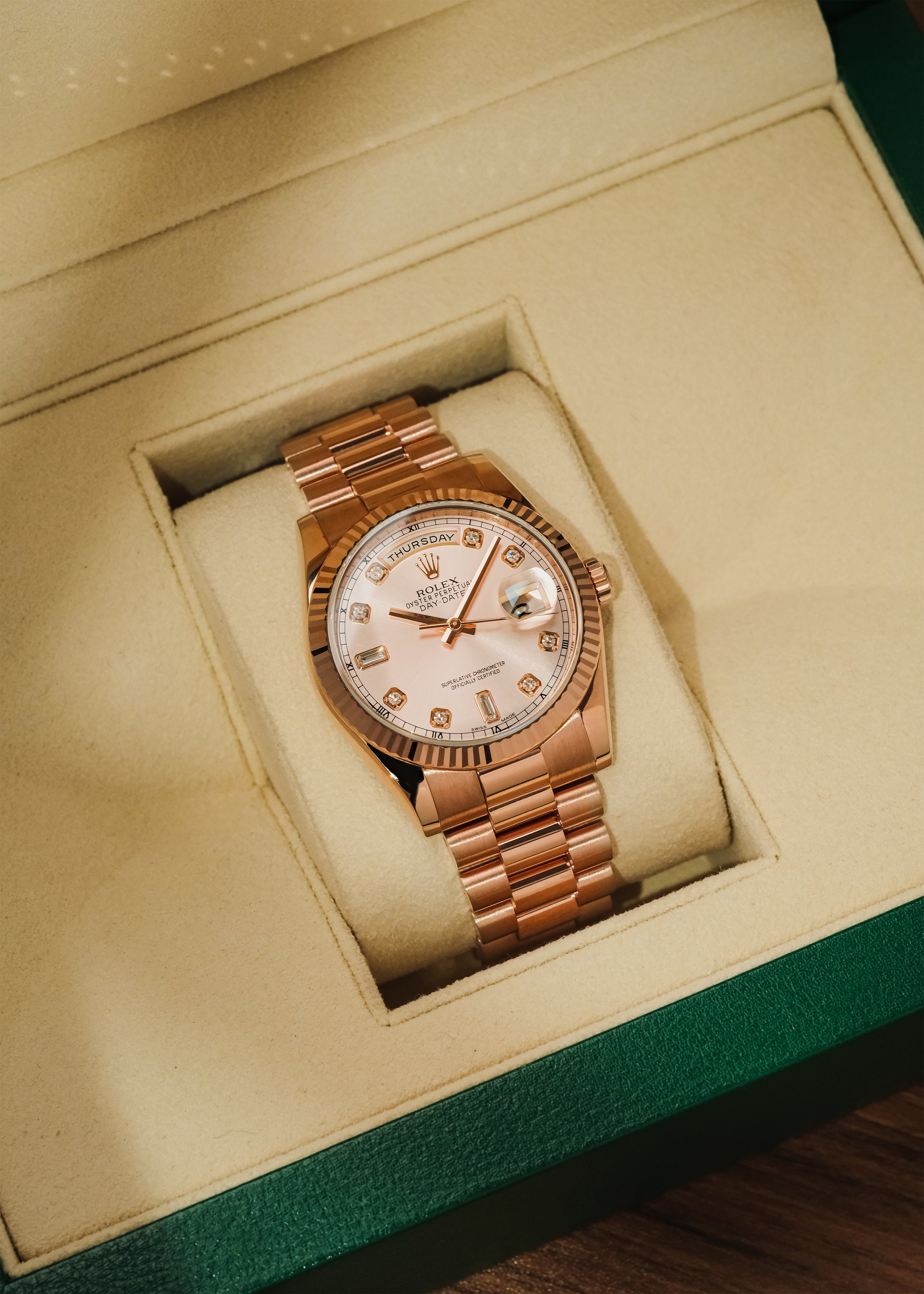 2012 Rolex Day Date Everose 18K Gold (Box & Papers)