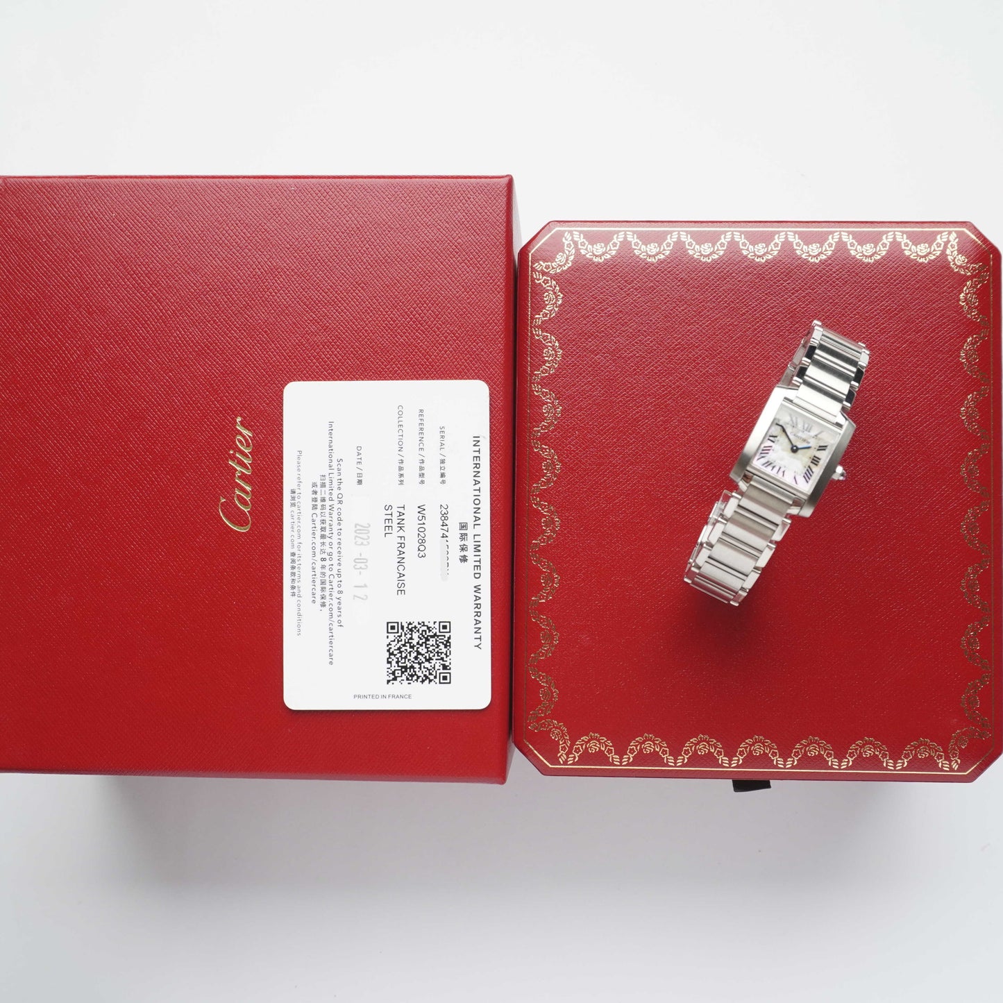 2023 Cartier Tank Francaise "Mother of Pearl" (Boxes / Card)