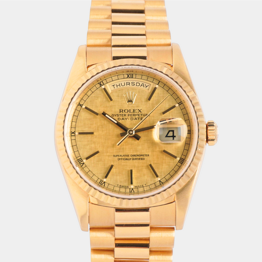 1990 Rolex Day-Date "Linen Dial" (Boxes / RSC Card)