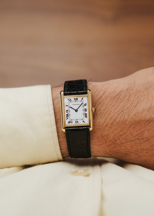 1980s Cartier Tank Louis 18K Gold (Box & Service Center Papers)