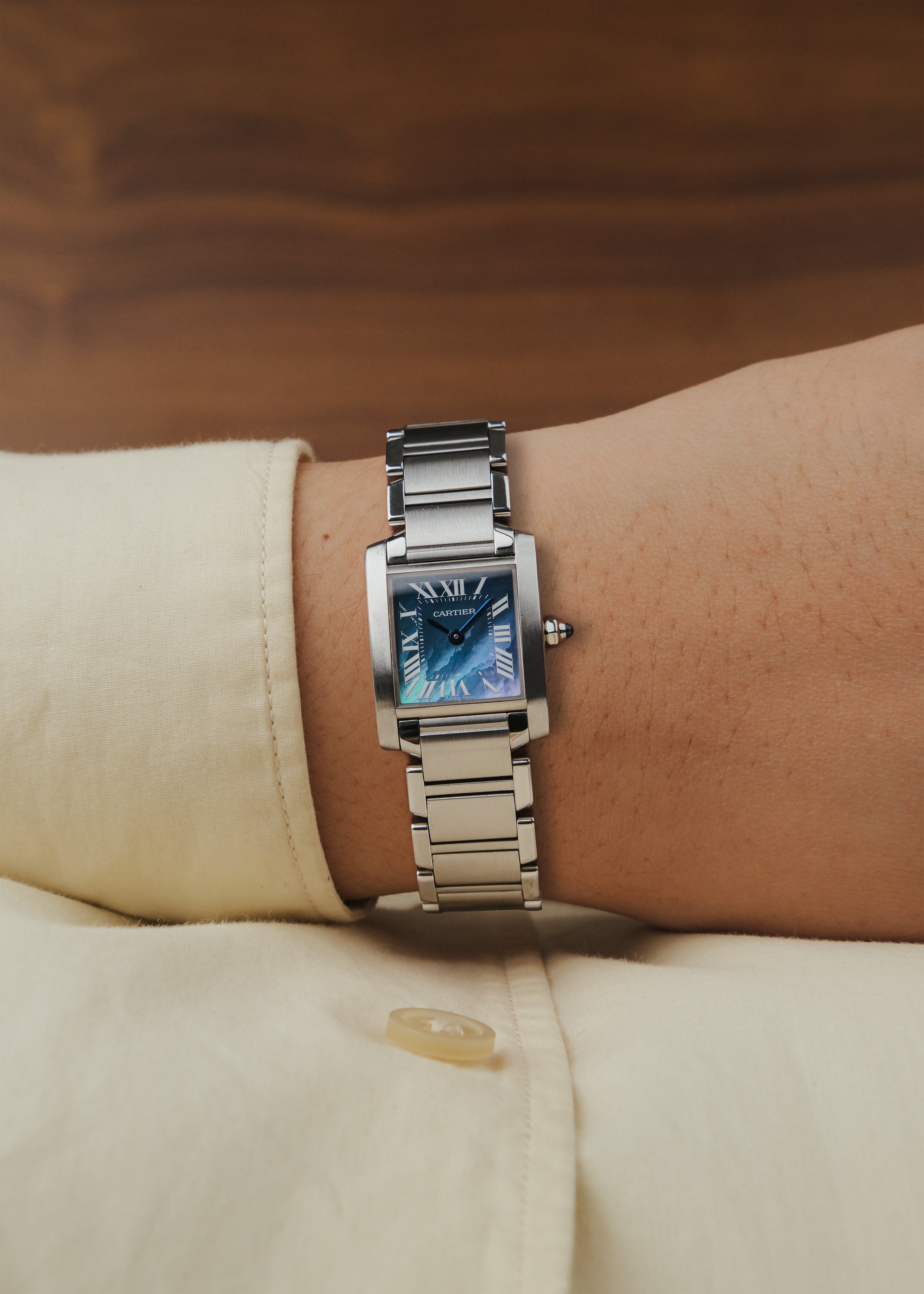 2000s Cartier Tank Francaise "Mother of Pearl" (Box & Papers)