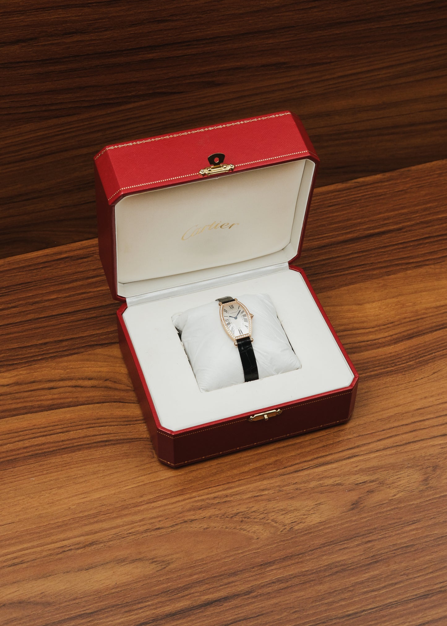 2000s Cartier Tonneau 18K Gold w/ Factory Diamonds