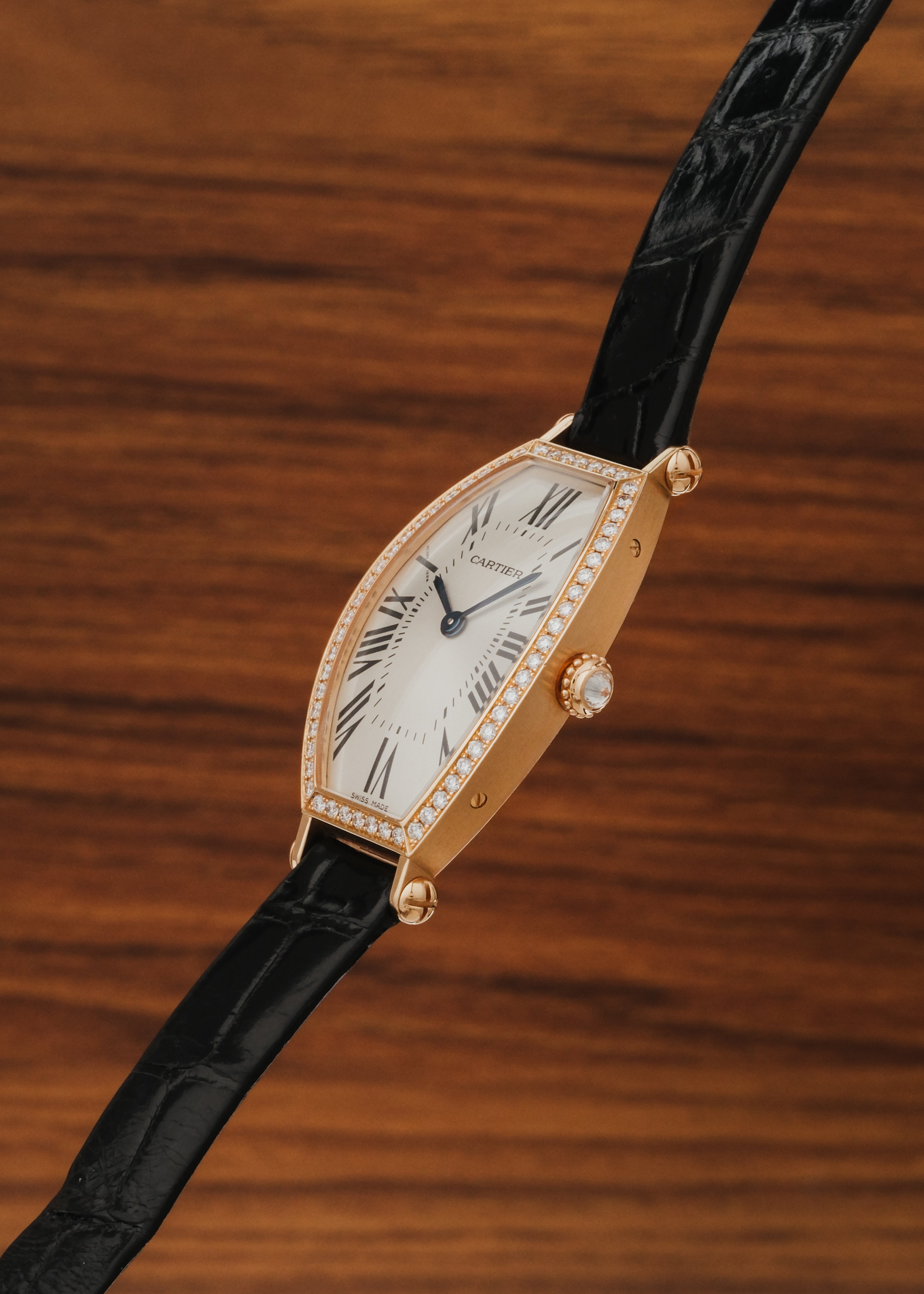 2000s Cartier Tonneau 18K Gold w/ Factory Diamonds