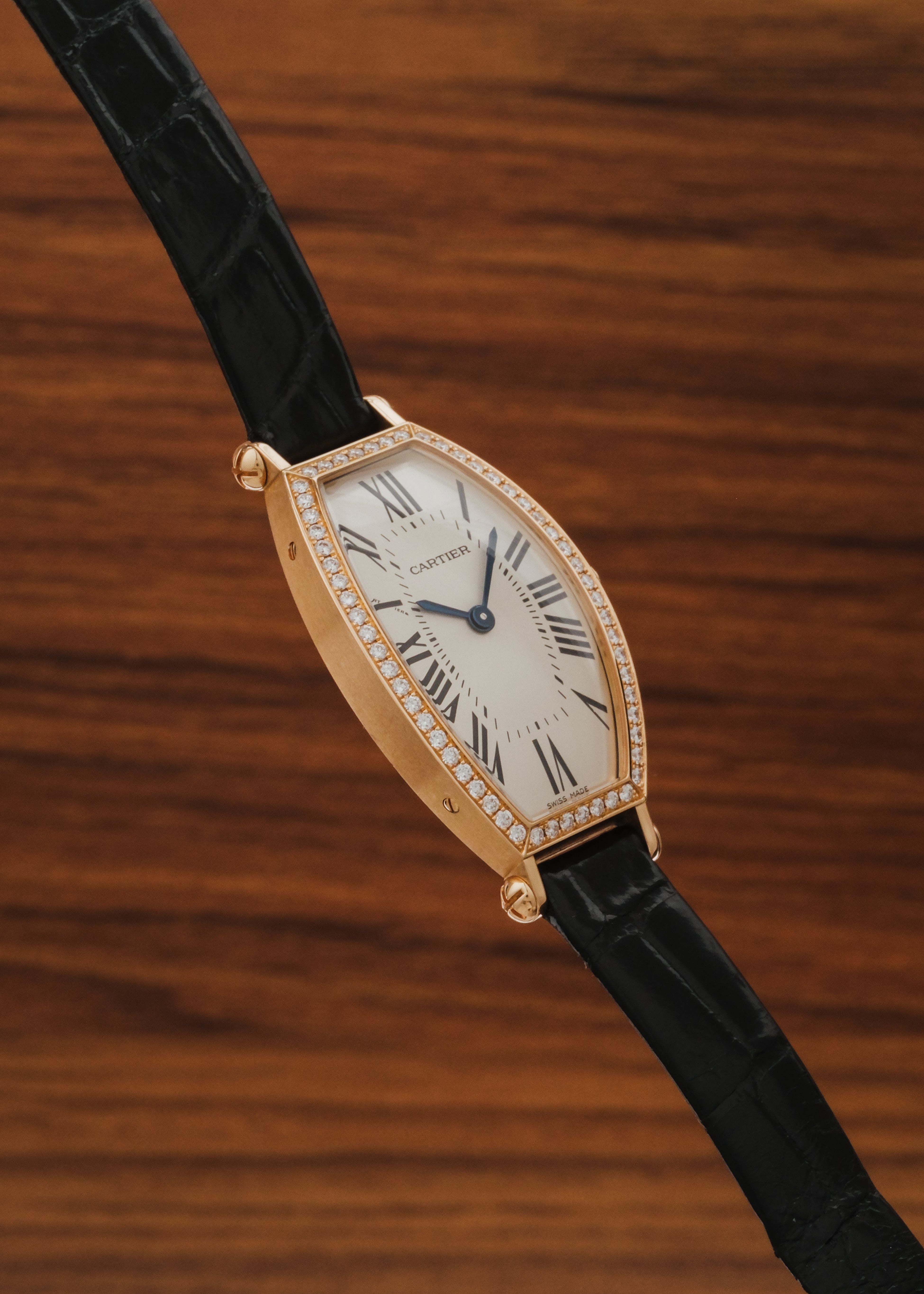 2000s Cartier Tonneau 18K Gold w/ Factory Diamonds