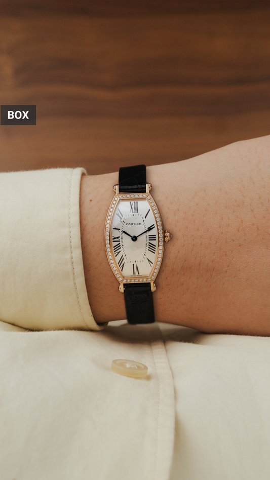 2000s Cartier Tonneau 18K Gold w/ Factory Diamonds