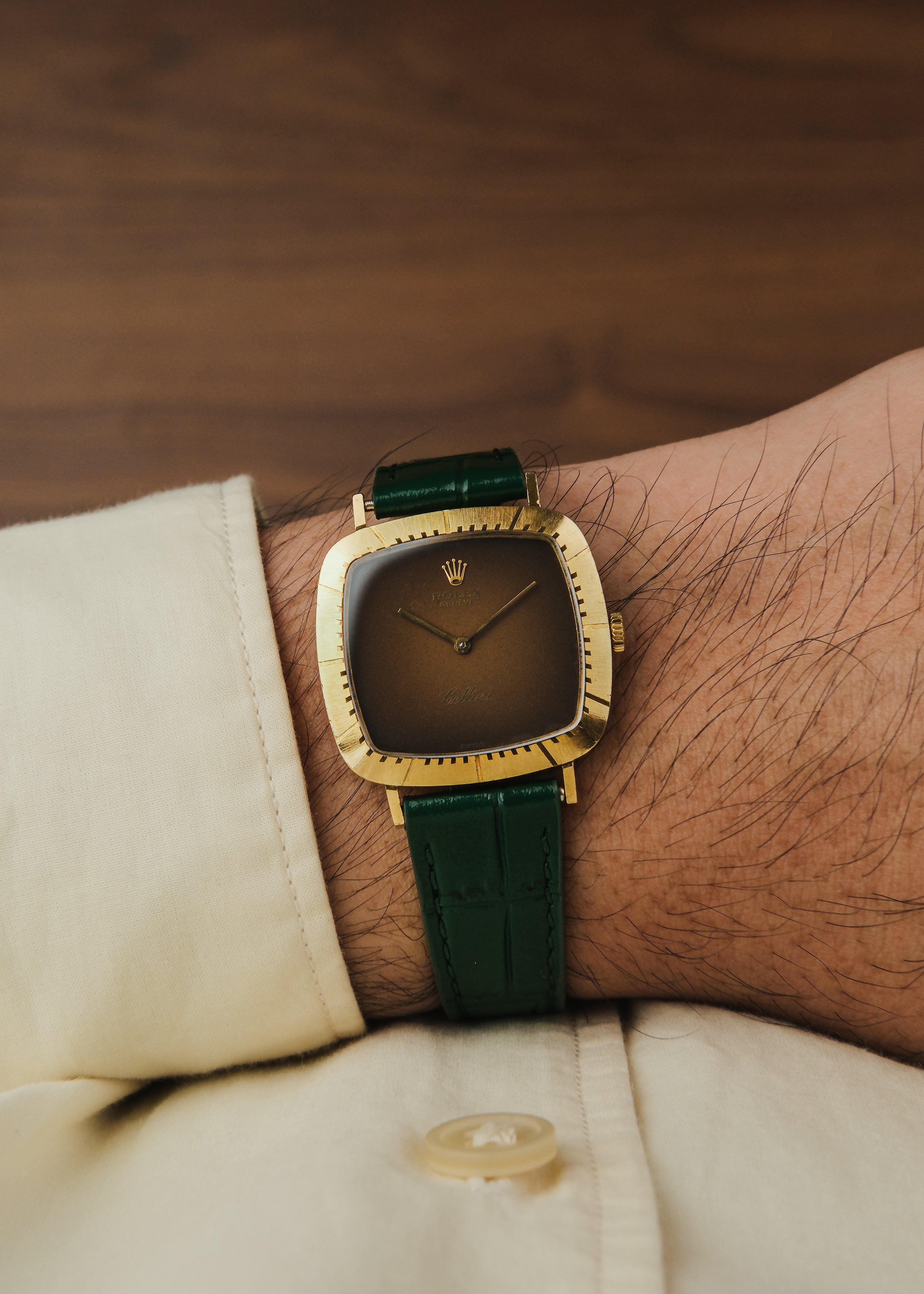 1976 Rolex Cellini 18K Gold "Brown Vignette"
