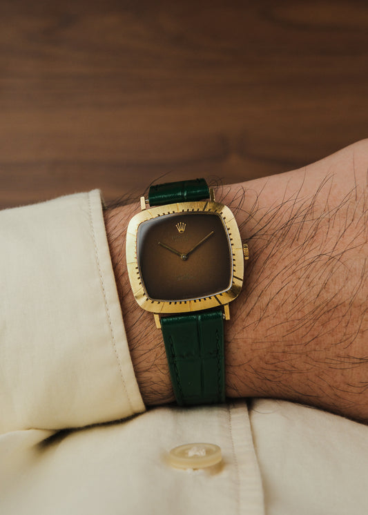 1976 Rolex Cellini 18K Gold "Brown Vignette"