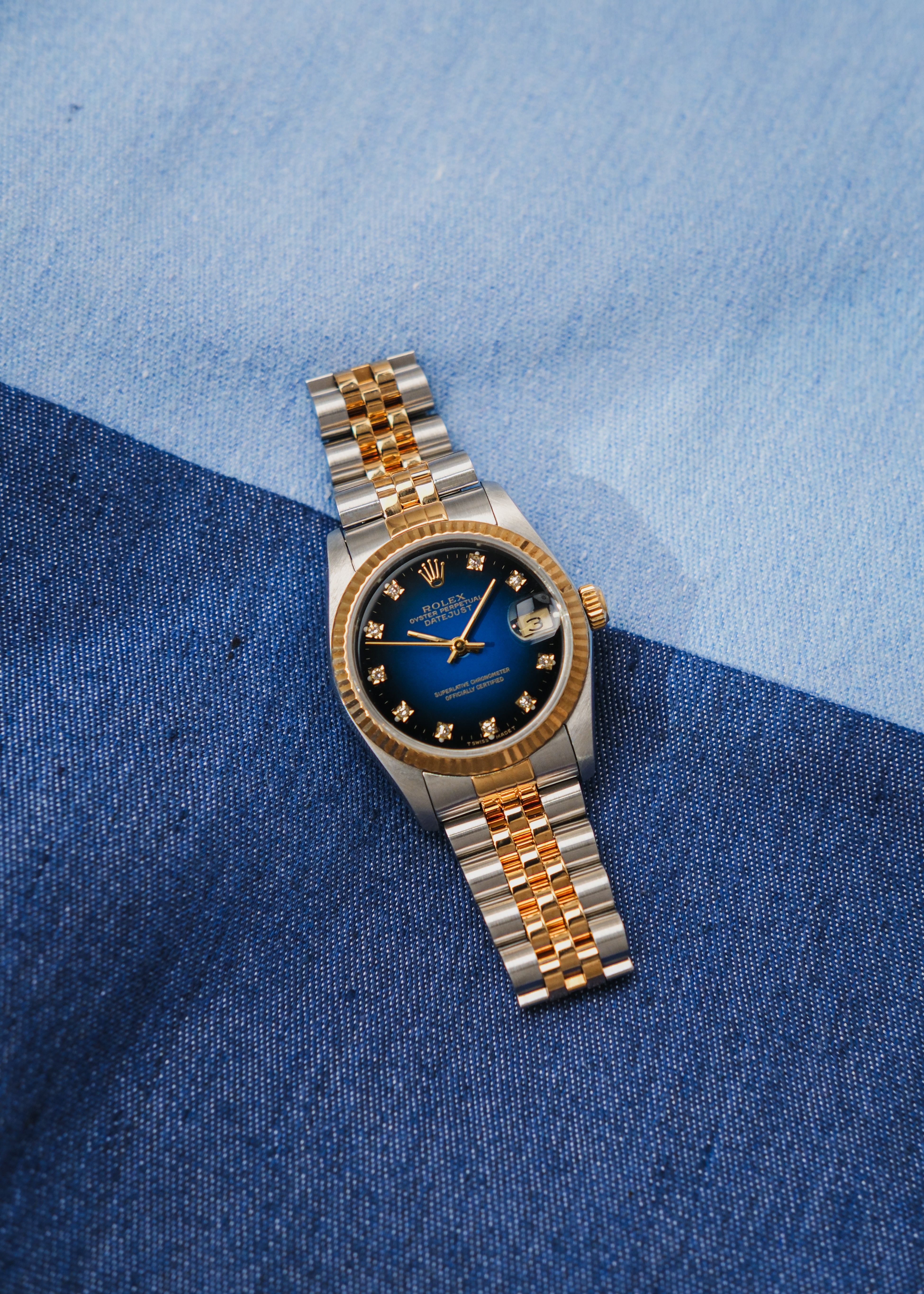 1991 Rolex Datejust "Blue Vignette" (Box & Service Center Papers)