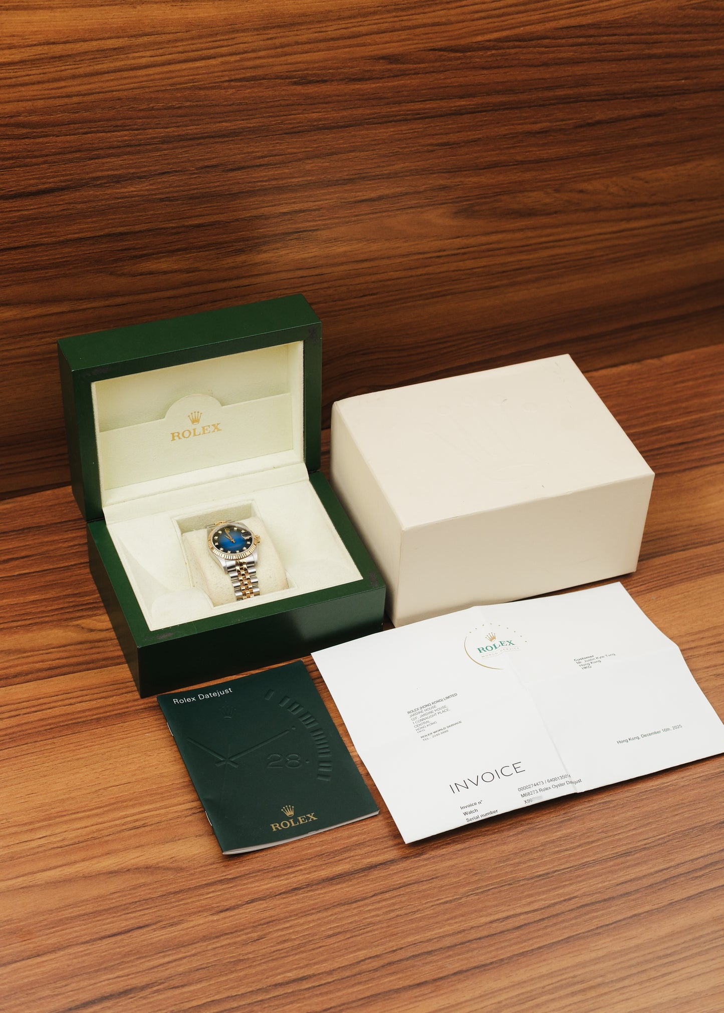 1991 Rolex Datejust "Blue Vignette" (Box & Service Center Papers)