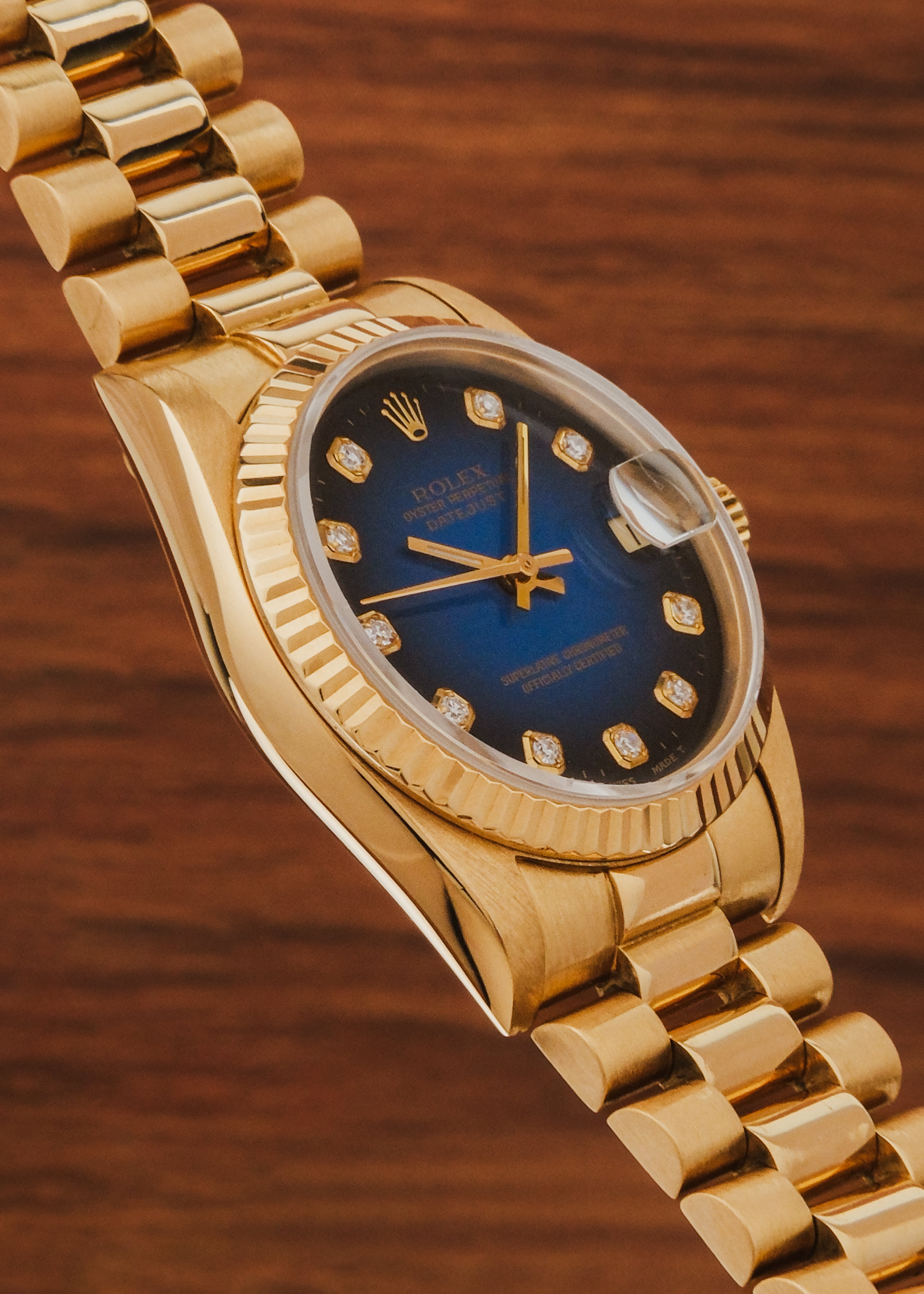 1989 Rolex Datejust "Blue Vignette Dial" 18K Gold