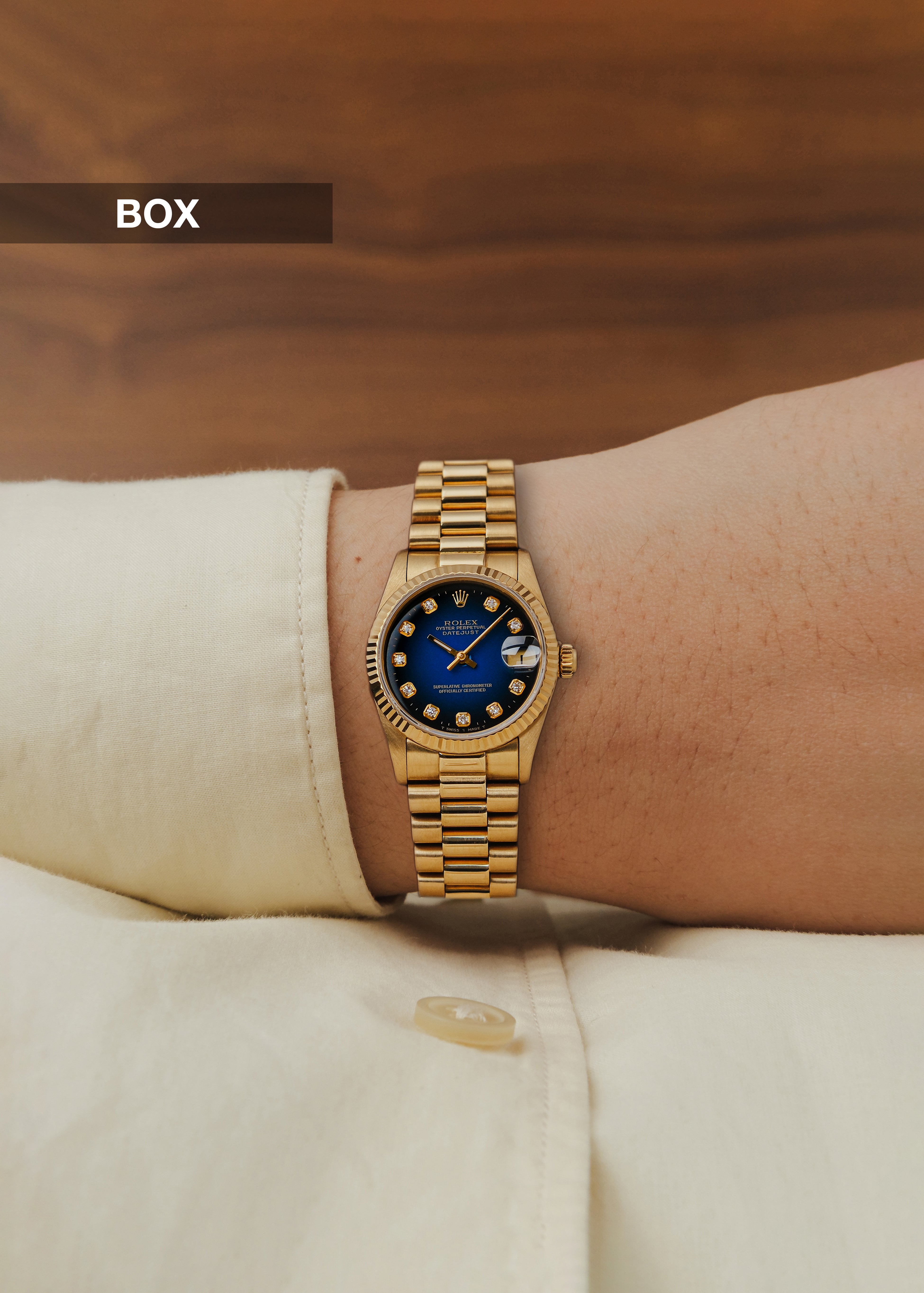 1989 Rolex Datejust "Blue Vignette Dial" 18K Gold