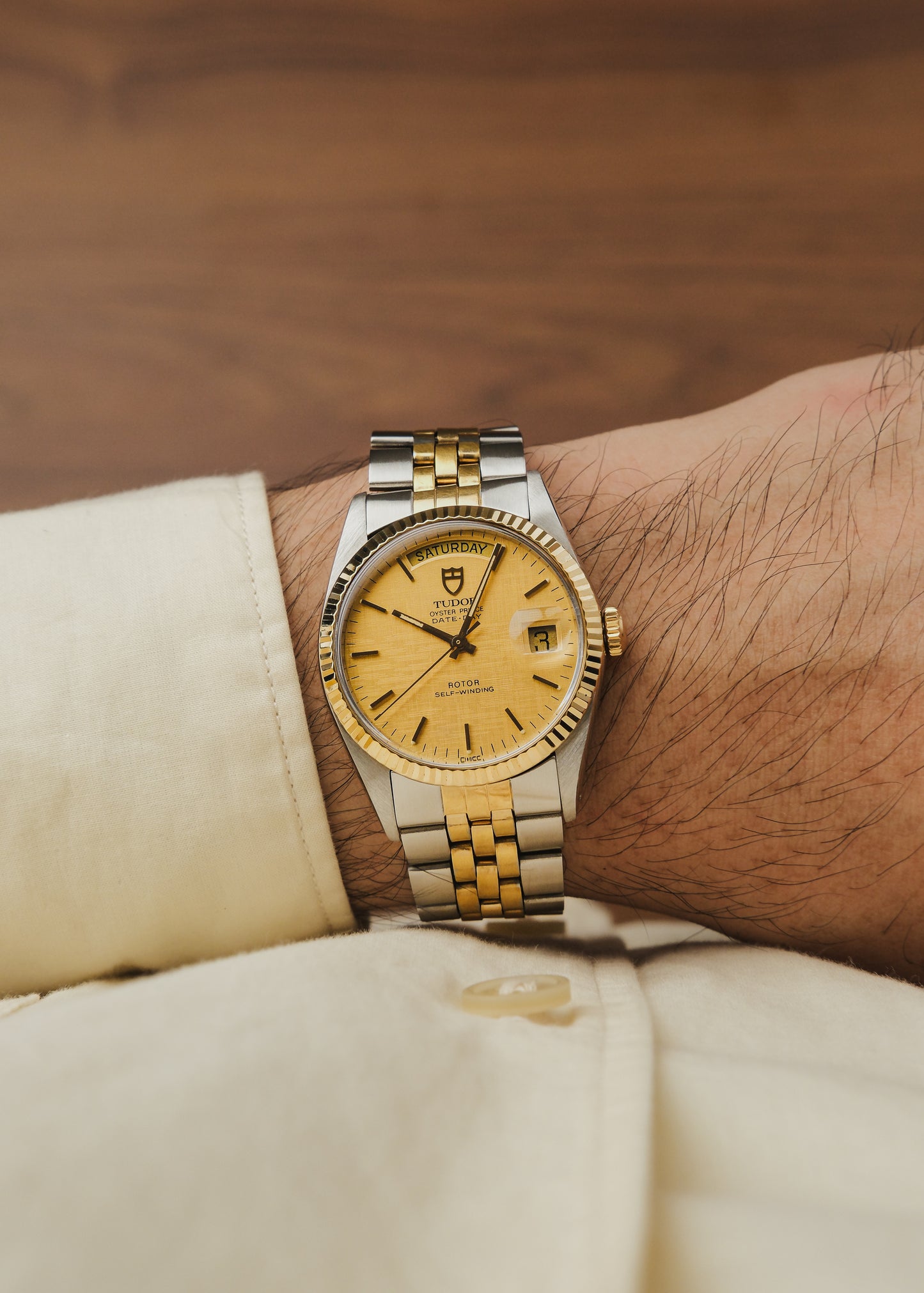 1992 Tudor Oyster Prince Date Day "Linen Dial" (Box & Papers)