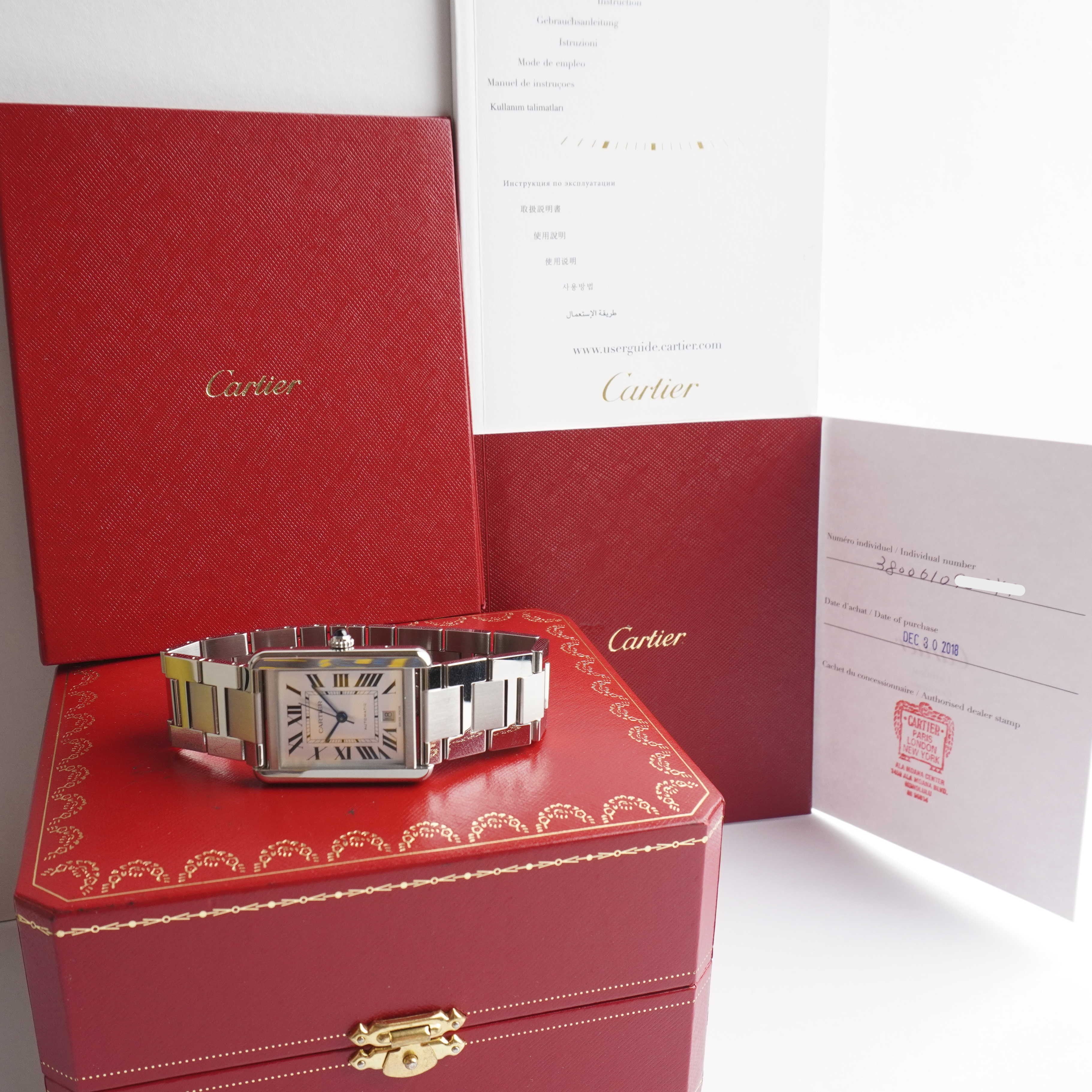 2018 Cartier Tank Solo XL (Box / Warranty Certificate / Manual)