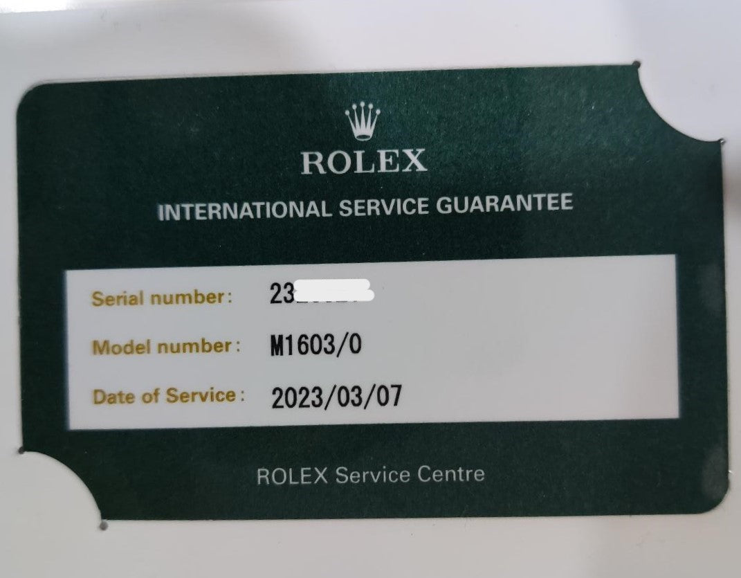 Rolex Datejust Ref. 1603 (Service card)